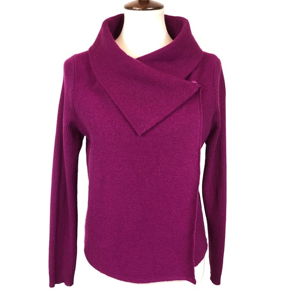 Chico's Sweaters - Chico’s Purple Wool Ryder Convertible Cardigan 0
